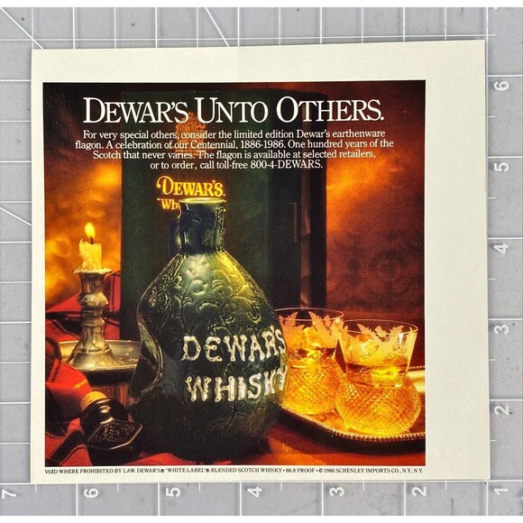 Dewar's Whisky *Dewar's Unto Others* Christmas Cheer Vintage Print Ad 1986 - Picture 2 of 3